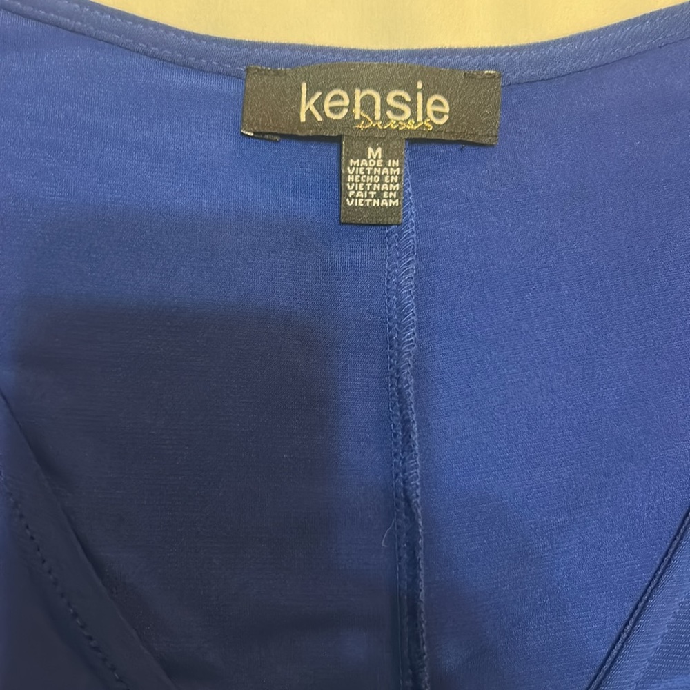 Kensie Women's Blue Faux Wrap Midi Dress size M NWT - Picture 8 of 15